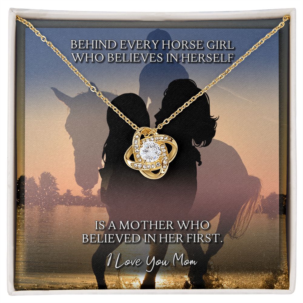 To Mom Behind Every Horse Girl Love Knot Necklace To Mom Behind Every Horse Girl Love Knot Necklace