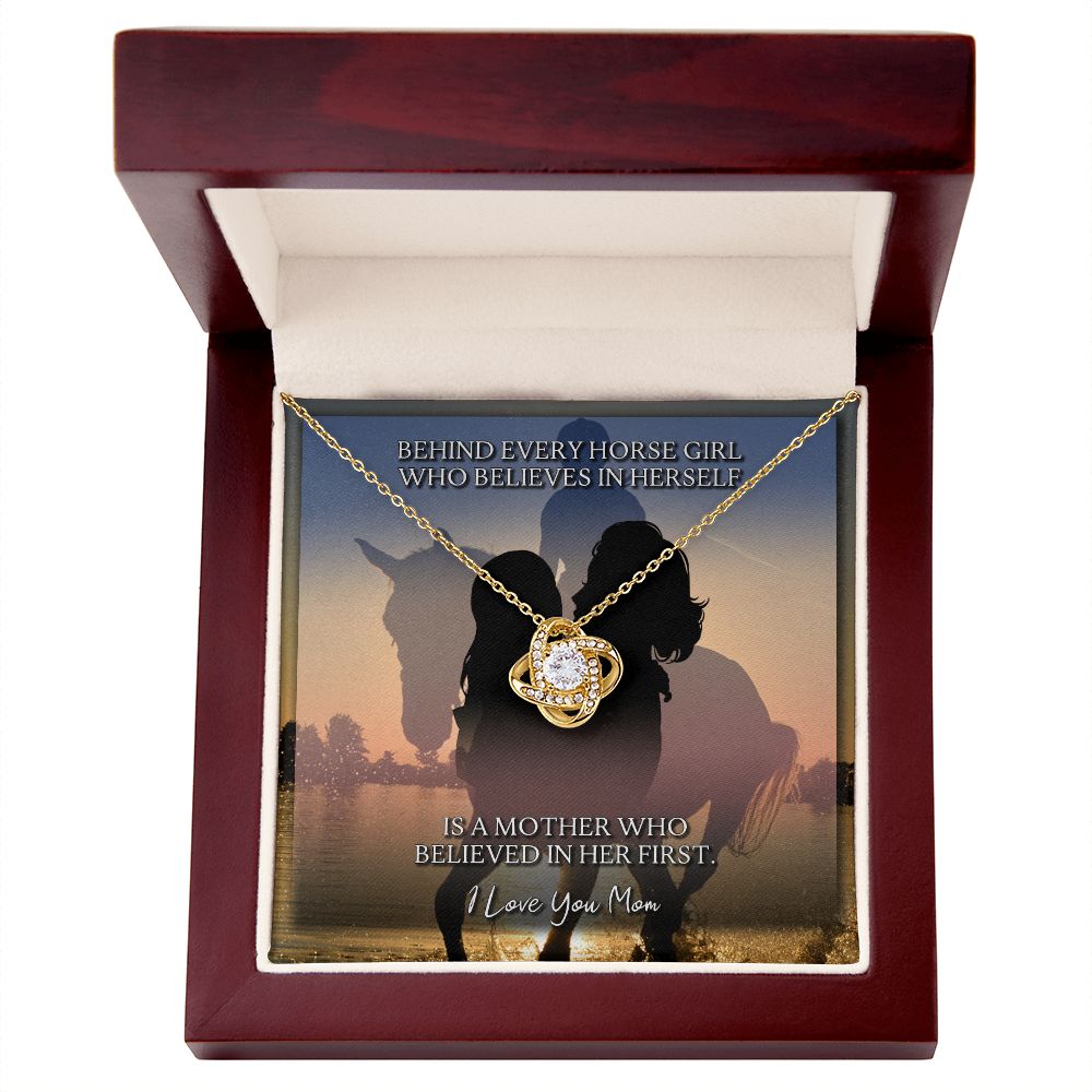 To Mom Behind Every Horse Girl Love Knot Necklace To Mom Behind Every Horse Girl Love Knot Necklace