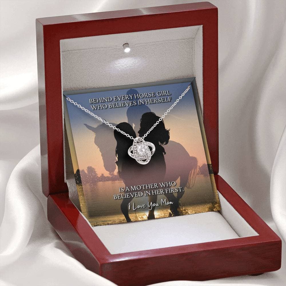 To Mom Behind Every Horse Girl Love Knot Necklace To Mom Behind Every Horse Girl Love Knot Necklace