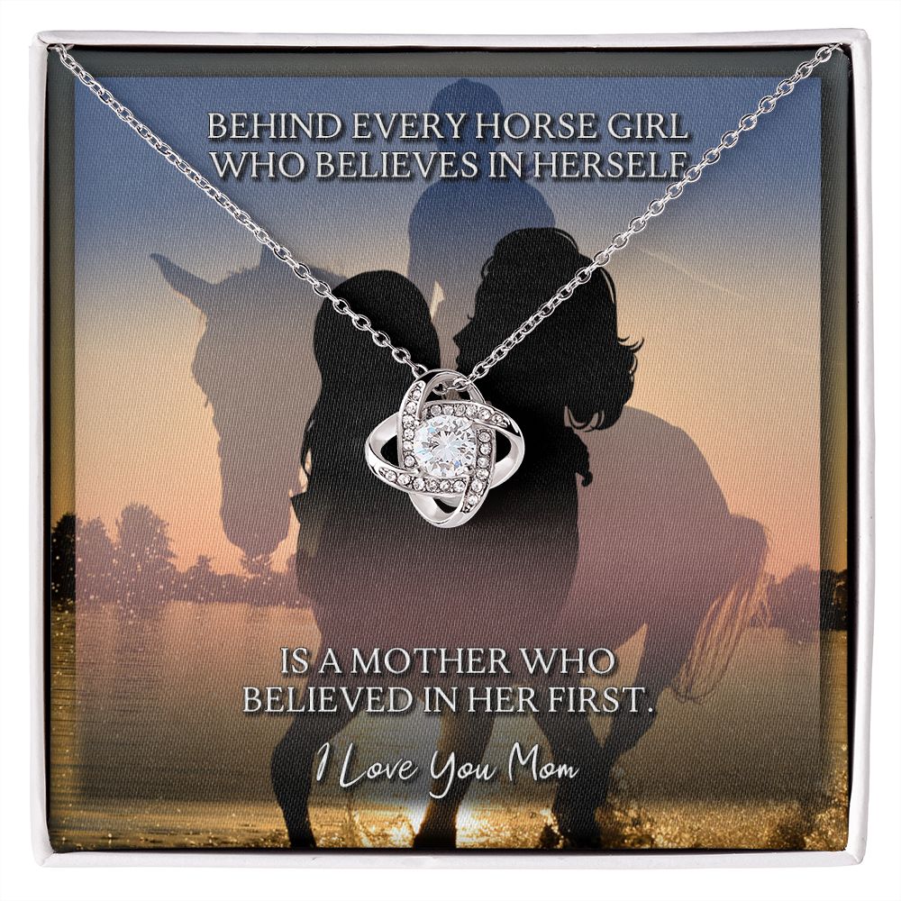 To Mom Behind Every Horse Girl Love Knot Necklace To Mom Behind Every Horse Girl Love Knot Necklace