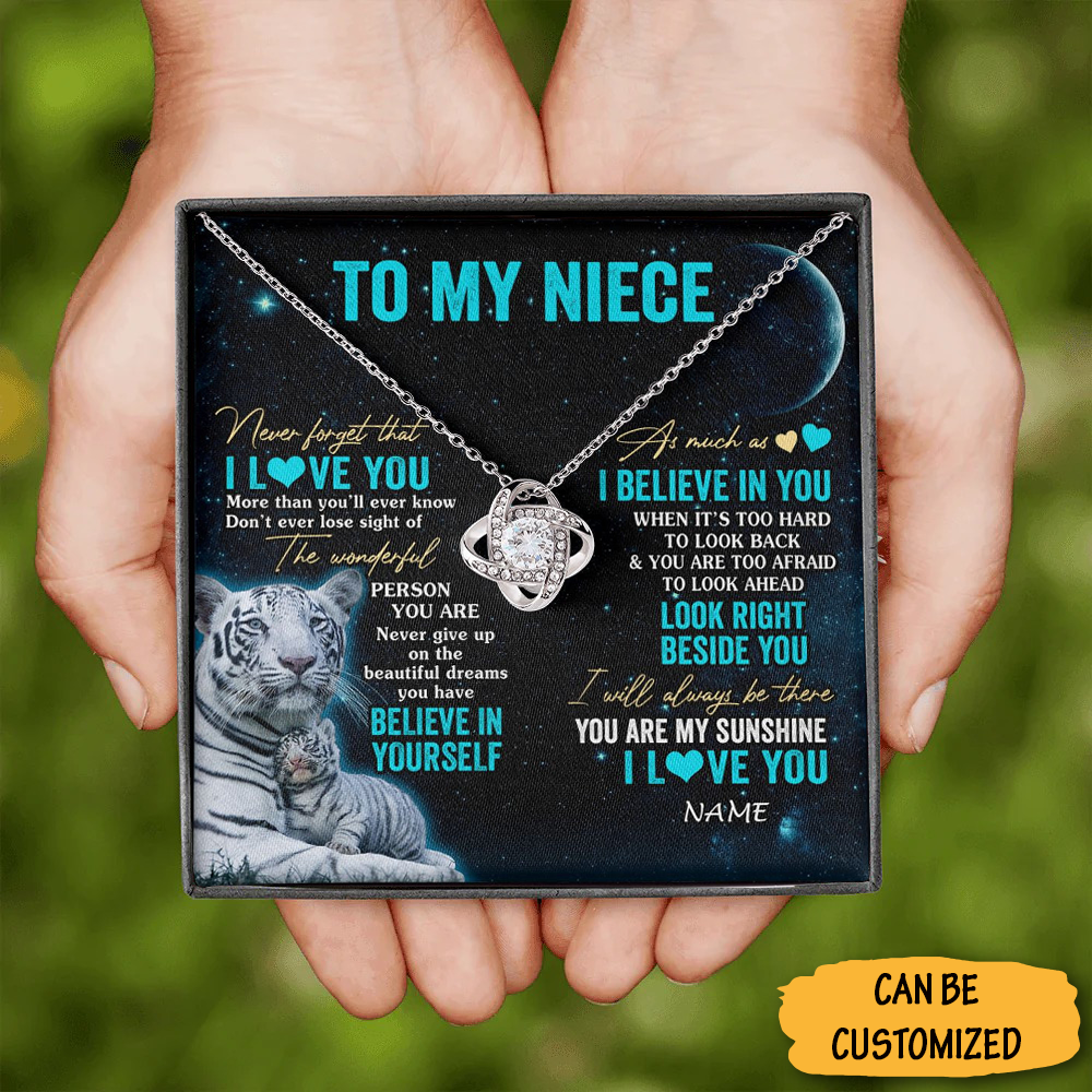 Custom Tiger To My Niece Necklace From Uncle Sterling Silver Love Knot Necklace Niece Christmas Gifts Custom Tiger To My Niece Necklace From Uncle Sterling Silver Love Knot Necklace Niece Christmas Gifts